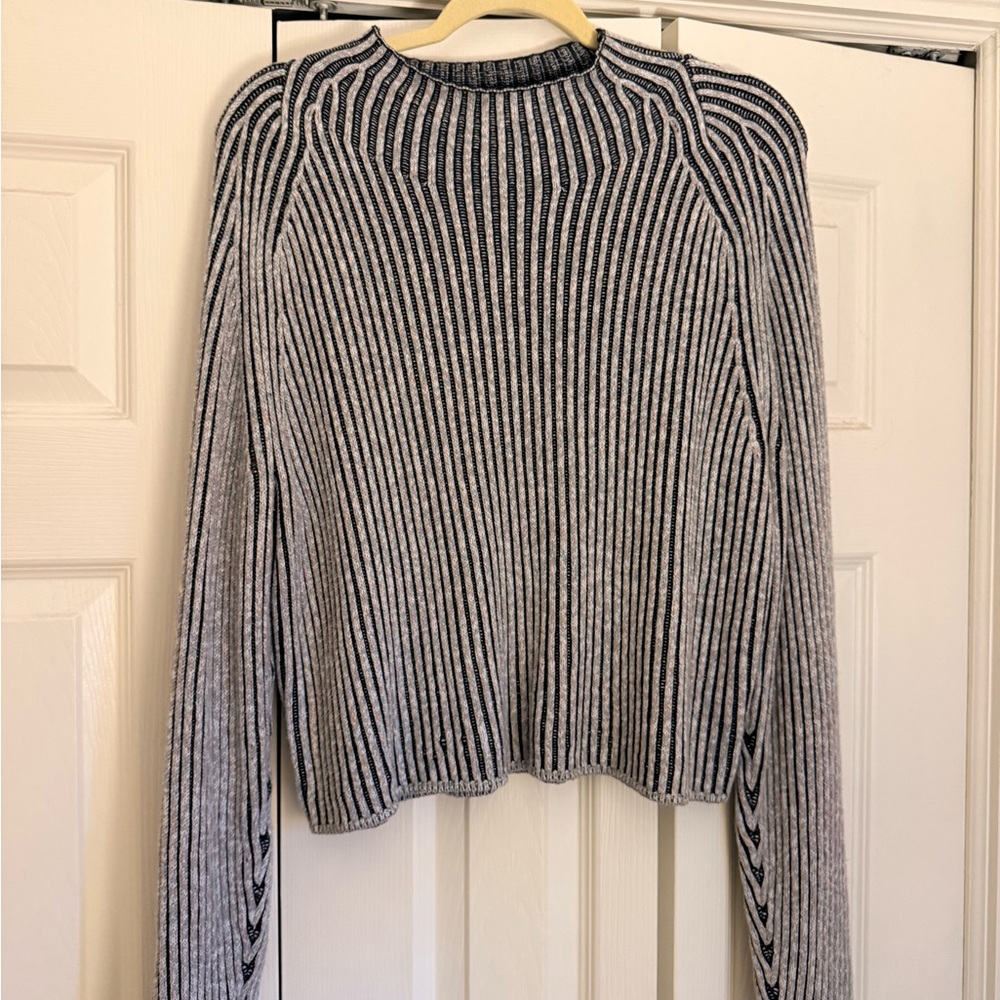 lululemon athletica Black and White Ribbed Crewneck Sweater